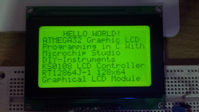 ATMega32 Simple Graphical LCD Interfacing Using A 128x64 GLCD