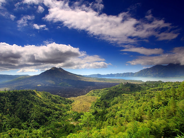 Mount Batur and  Lake Batur Bali Indonesia