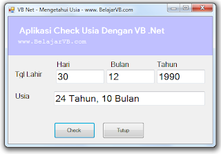 Cara Menghitung Usia / Umur Dengan VB .Net - BelajarVB.com