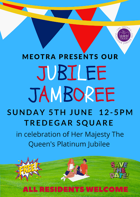 Flyer for our forthcoming Jubilee Jamboree including photos of the areas coronation party.