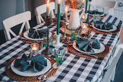 Photo of a set dinner table