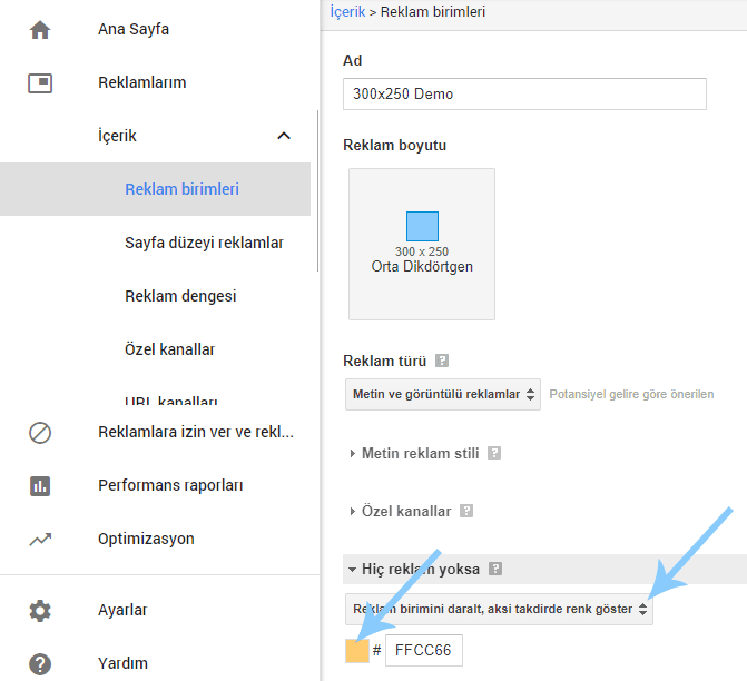 Adsense Reklam Birimi Arka Plan Rengi Ayarlama