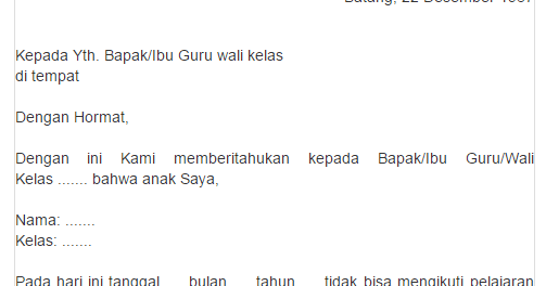 Contoh Surat Izin Guru Tidak Masuk Mengajar - Contoh Hu