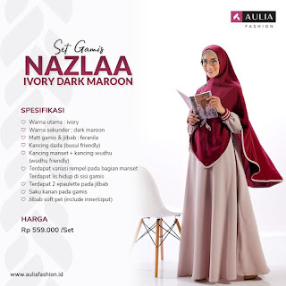 Koleksi Gamis Syari Muslimah Nazla Ivory Series Set Syari by AULIA Fashion