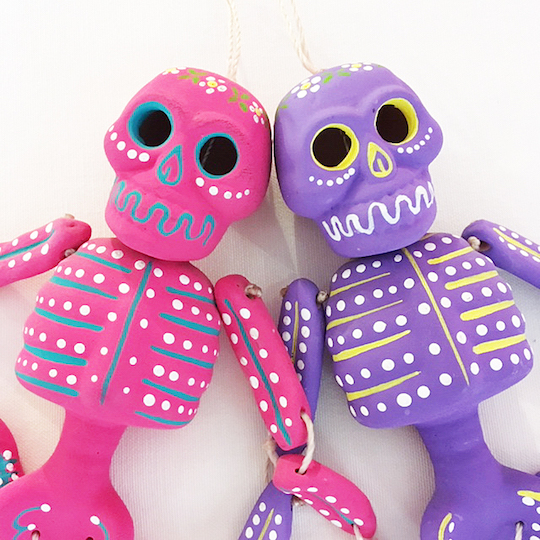 メキシコ雑貨 Nifunifa 可愛い色のガイコツ陶人形