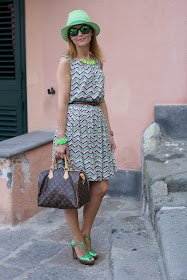 chevron dress, summer dress, Louis Vuitton Speedy 30, fashion blogger, Fashion and Cookies