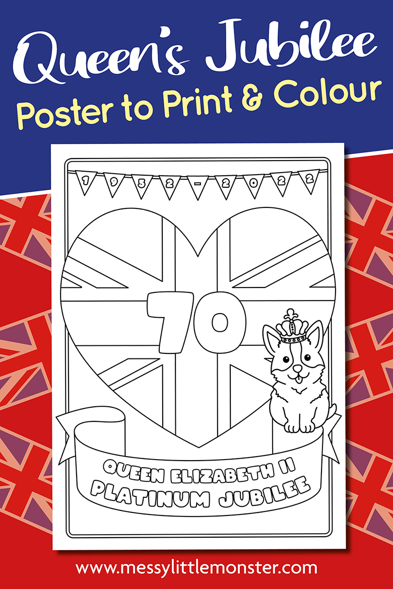 Free printable Queens Platinum Jubilee Colouring Page for Kids