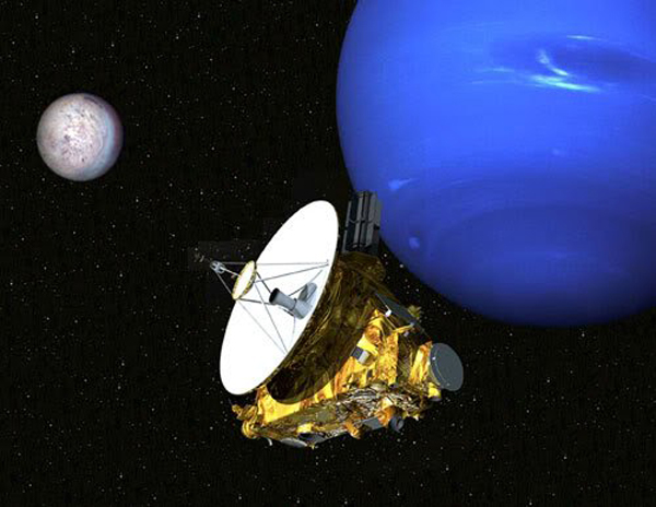 A composite image I made depicting the New Horizons spacecraft venturing past Neptune and its moon Triton. Like what New Horizons actually did at Pluto in 2015 and the Kuiper Belt object Arrokoth last year, the Trident mission would conduct a flyby of Neptune and Triton in 2038 if selected by NASA next year.