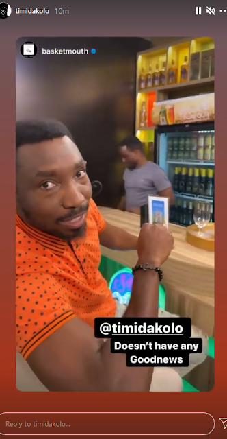 Timi Dakolo on set with Basketmouth