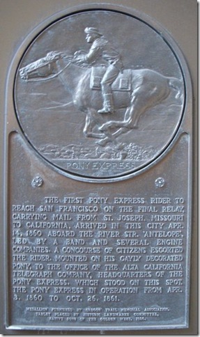 Pony Express Placard on Clay St.