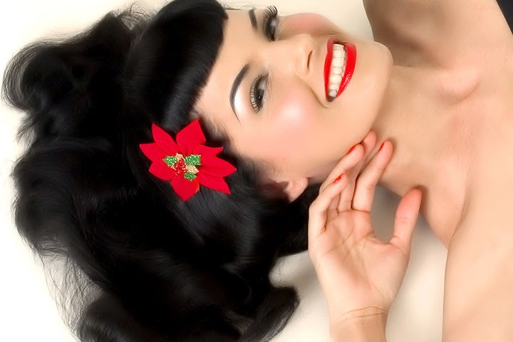 pin up girls makeup. The sultry pin-up girl eyeliner flick and luscious red