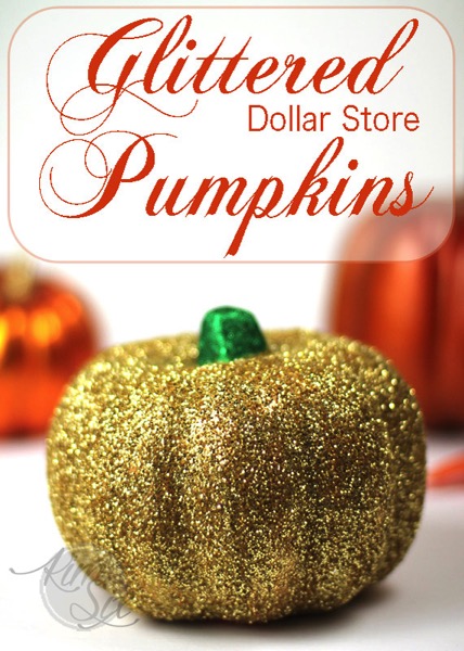 Gold Glittered Dollar Store Pumpkins
