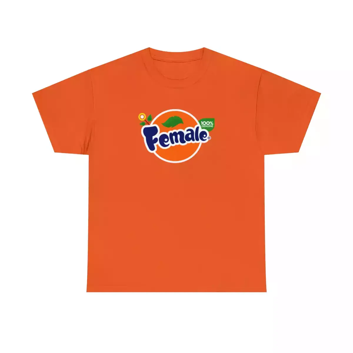 an orange t-shirt with a logo