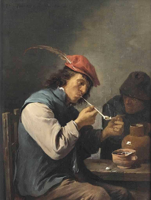 David Teniers II le Jeune (1610–1690),Le Fumeur Flamand, 1640 Huile sur toile, 21.5 x16 cm Collection privée