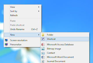 creating shortcut in windows 8