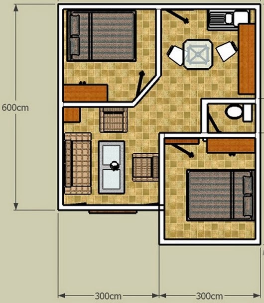  Denah  Rumah  Ukuran  5 7 Kamar  2  Minimalis  Warna Cat Rumah  