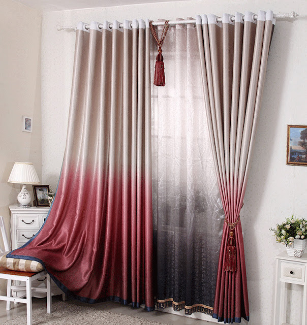 modern grey and red curtains for bedroom