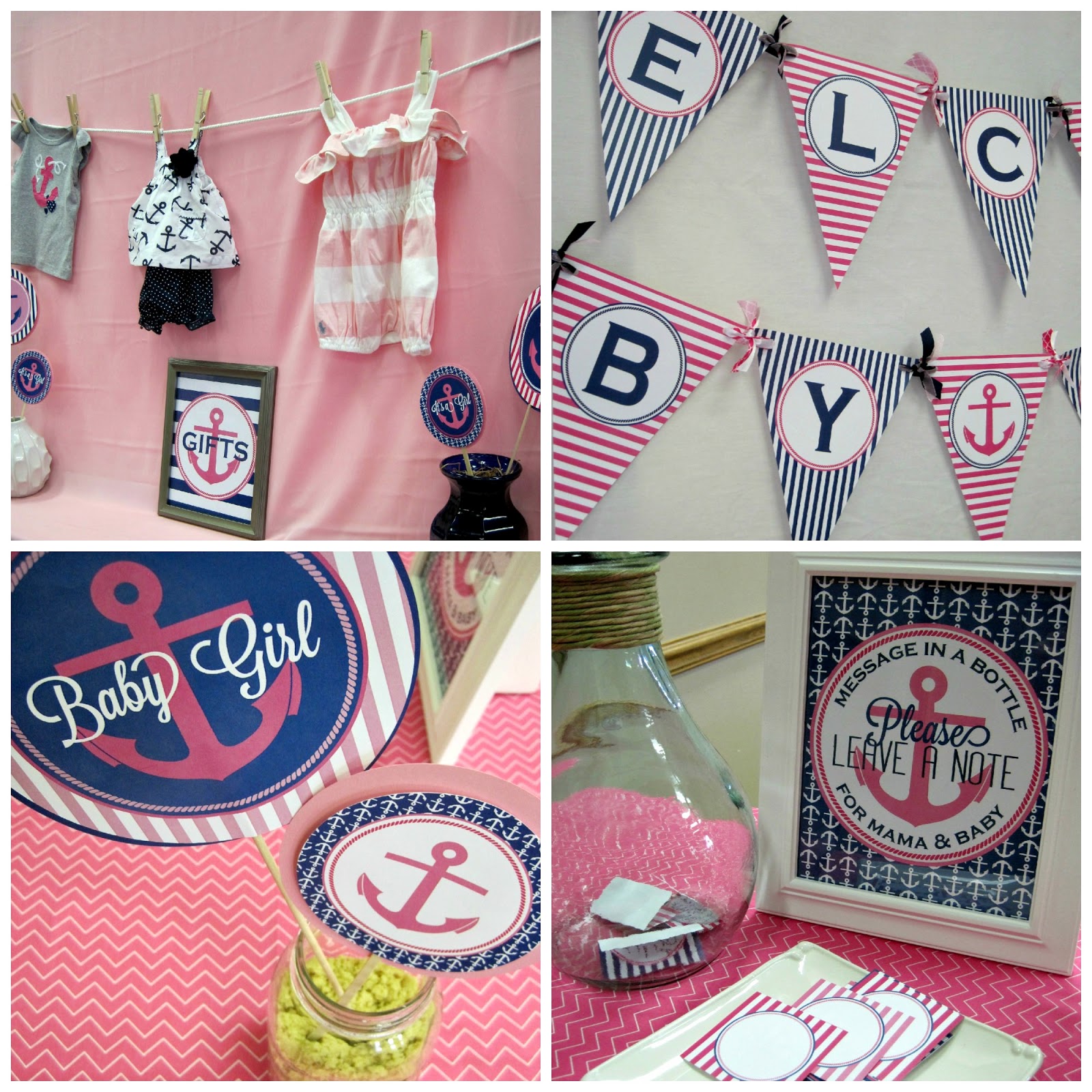 Pink and Navy Nautical Baby Shower with NBrynn Designs 