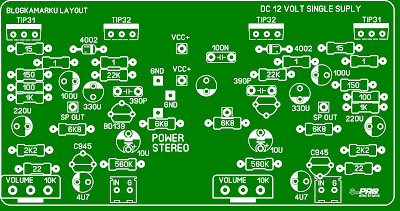 Pcb power amplifier rakitan TIP Stereo Mudah di Buat