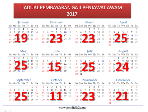 gaji penjawat awam disember 2017