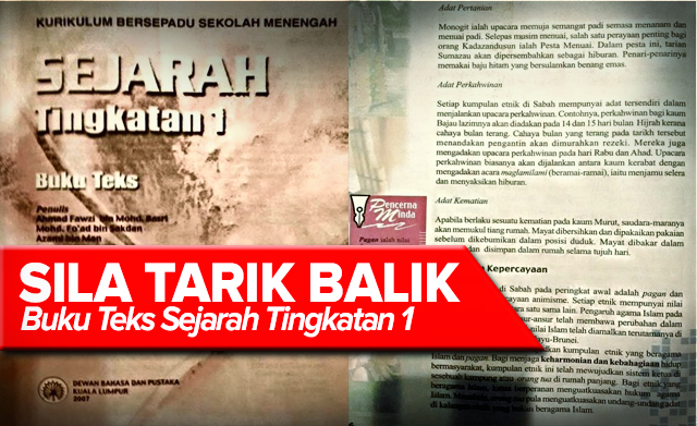 Tarik Balik Buku Teks Sejarah Tingkatan 1 | Buletin Sabah