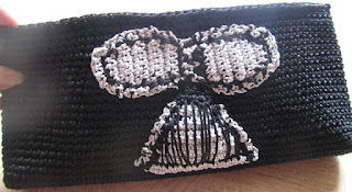 Sweet Nothings Crochet free crochet pattern blog ; close up photo of the front of the Darth Vader case