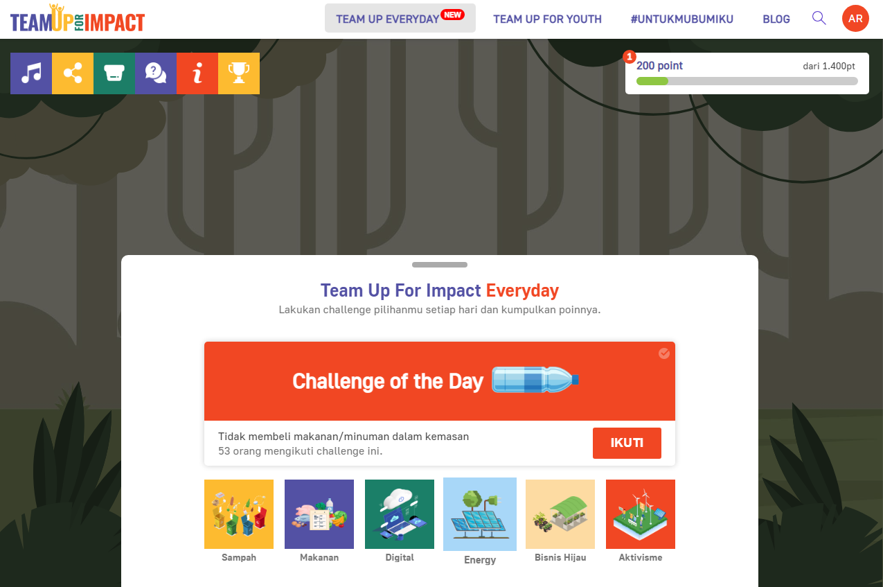 tampilan website Team Up for Impact