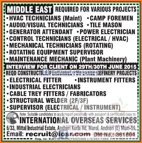 Middle East large job vacancies