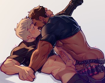 soldier: 76 and reaper (overwatch and 1 more) drawn by holo_eden