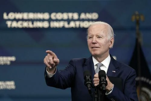 President Joe Biden replies to questions from the media after delivering remarks on inflation and lower costs for working families in the South Court Auditorium at the White House in Washington, D.C.,