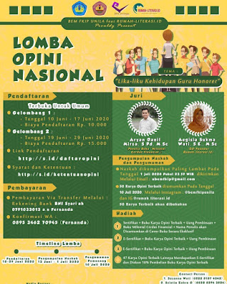 Lomba Menulis Opini Tingkat Nasional | Tema Lika-liku Kehidupan Guru Honorer | BEM FKIP Universitas Lampung