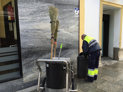 Street cleaning brooms in Ronda, Spain.