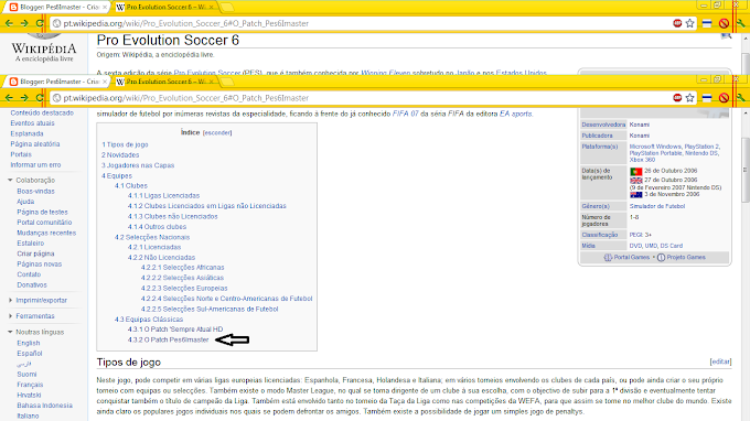 Pes6Imaster - Coloquei nosso site no Wikipédia