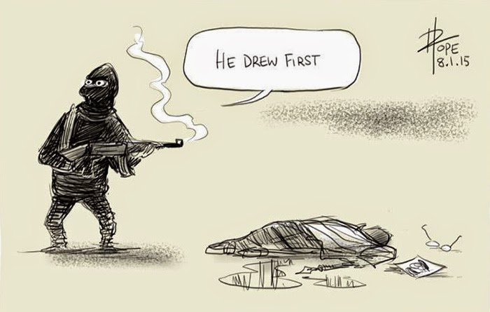 The Pen Is Mightier Than The Sword 28 Cartoonists Pay Tribute To The Victims Of The Charlie Hebdo Shooting - He drew first