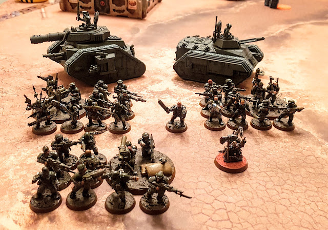 Warhammer 40k battle report - Eternal War -  Crusade - 500 points - Imperial Guard vs Chaos Space Marines - The Purge