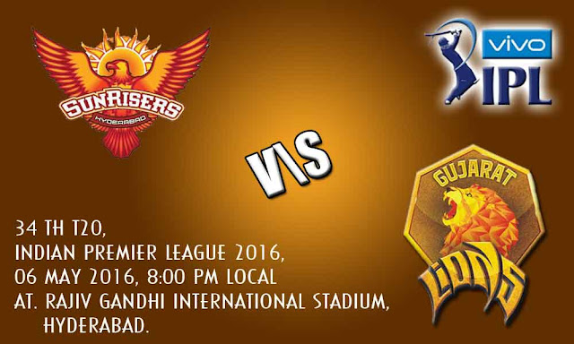 Sunrisers Hyderabad vs Gujarat Lions