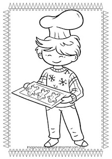 dibujo de niño en navidad para colorear haciendo galletas de navidad