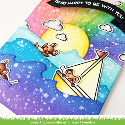 Here for You Card by Samantha Mann for Lawn Fawnatics Challenge, Lawn Fawn, Rainbow, Smooth Sailing, Distress Inks, Ink Blending, Card Making, Handmade Cards, #lawnfawnatics #lawnfawn #distressinks #rainbow #colorinspiration #diecutting #cardmaking