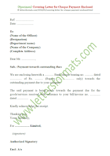 cover letter for cheque payment sample