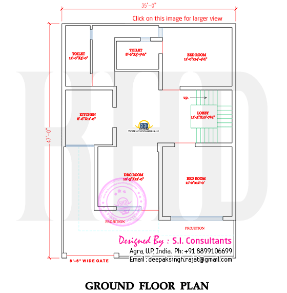 North Indian  style flat roof house  with floor plan  