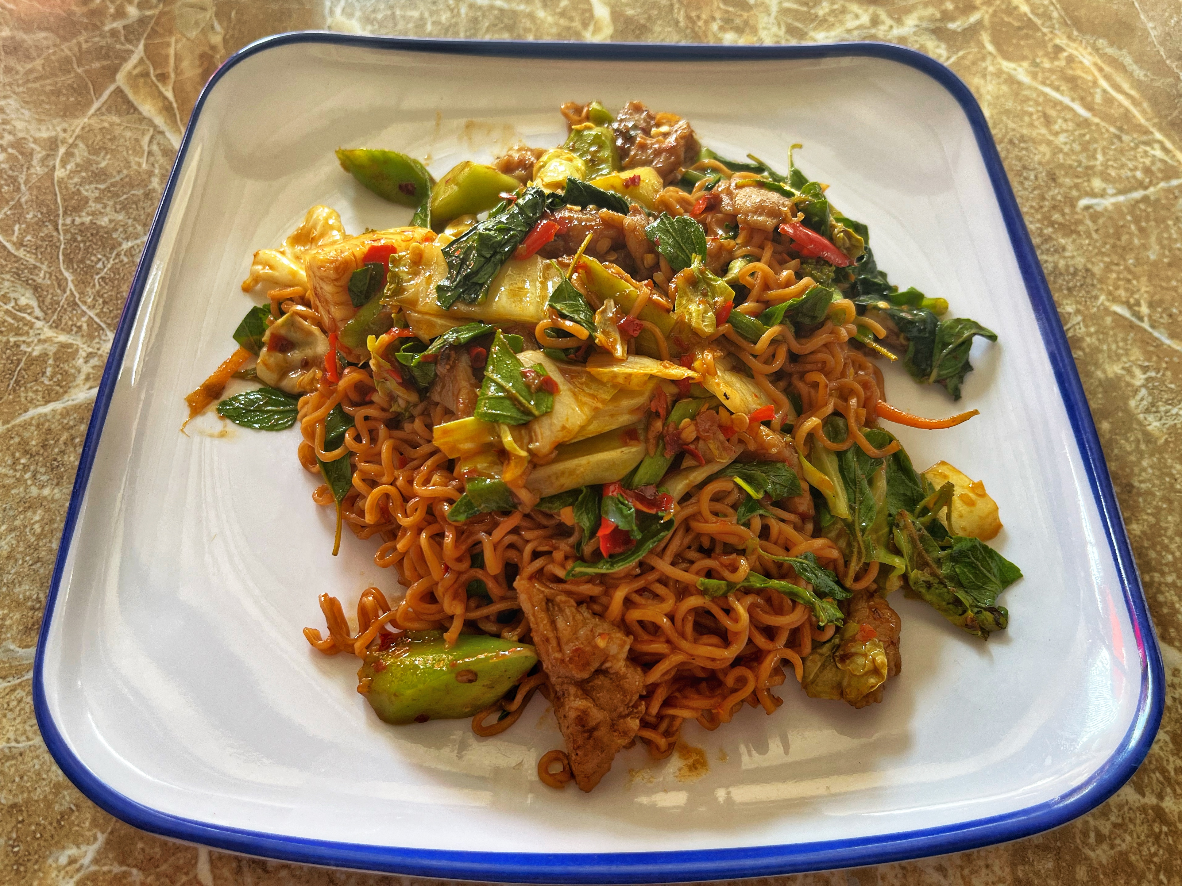 spicy kee mao noodles in Savannakhet, Laos