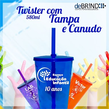 COPOS COM TAMPA E CANUDO PERSONALIZADOS 