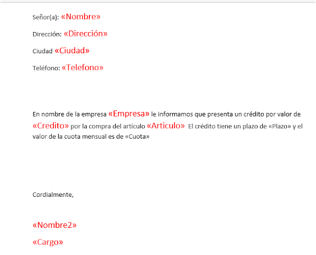 combinar correspondencia word y excel