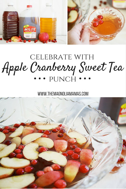 Celebrate the holidays with this yummy and easy to make Apple Cranberry Sweet Tea Punch. The perfect holiday drink made with the south's favorite Milo's Tea. #PassTheMilos #pmedia #ad