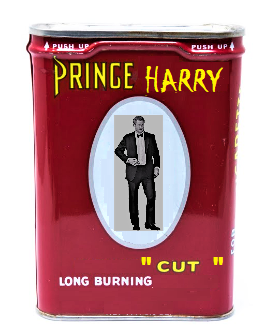 Prince Harry in a Can tobacco spoof Prince Albert in a Can Paint application