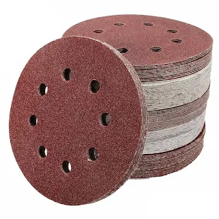 Sanding Discs Abrasive Sand Paper Pads 50 Pack 8 Hole 125mm Dia Assorted Grit
