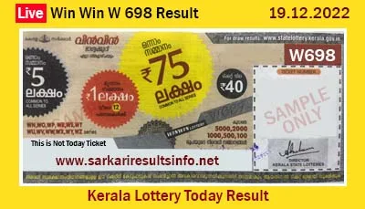 Kerala Lottery Result 19.12.2022 Win Win W 698