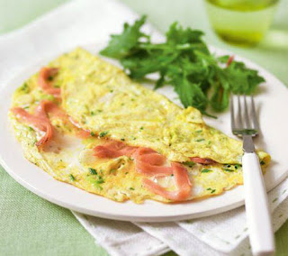 herby smoked salmon omelettes