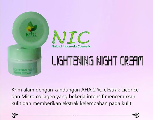 NIC, cream malam, night cream, pencerah wajah, alami, BPOM