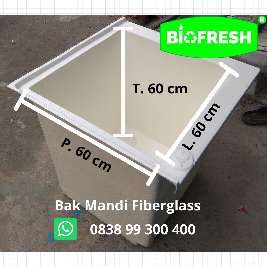  Bak  Mandi  Fiberglass uk 60x60x60 cm lubang drain 1 2 